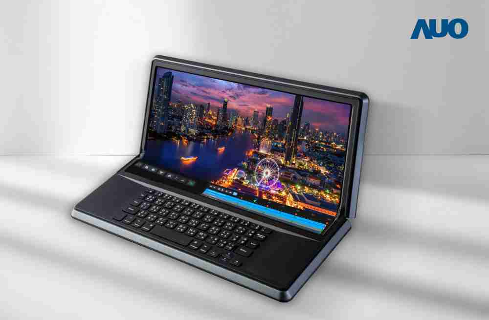 2121非凡14.6吋Micro LED折迭显示屏幕，，搭配半径4mm的弯折绞炼，，，以及高画素、、高亮度、、高对比度的显示技术特点，，，即便在大视角下仍保有绝佳色相与亮度